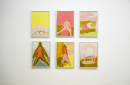 Exhibition view, oil pastels on paper